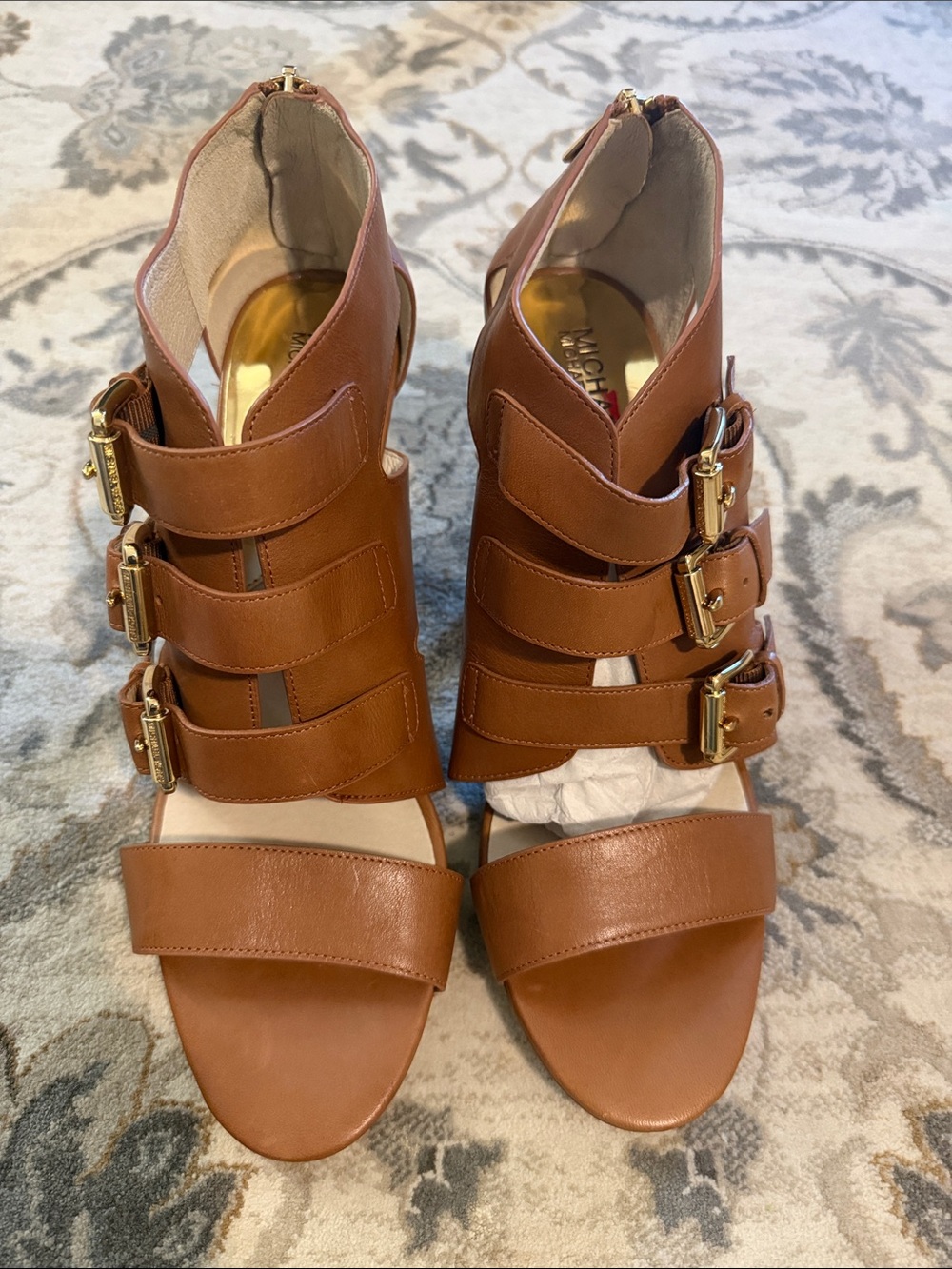 Michael Kors Tan Leather Multi-Buckle Heels